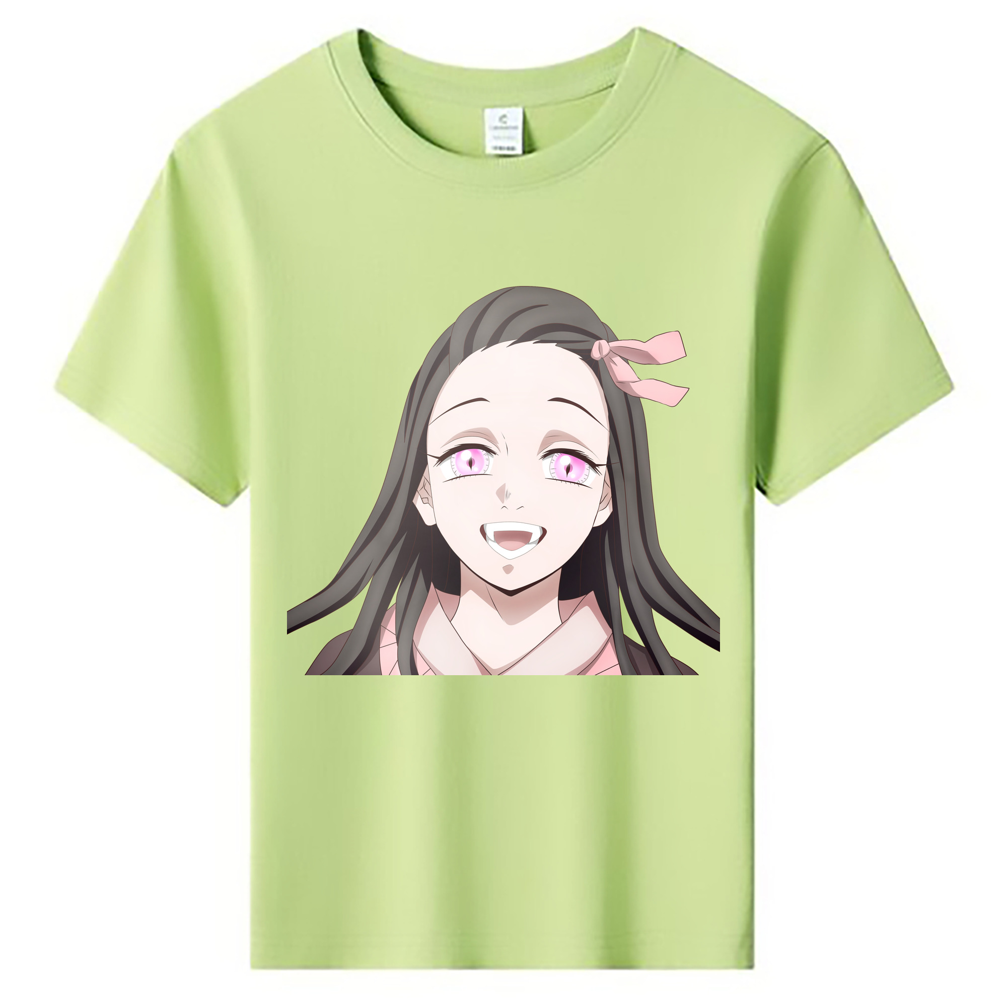 （画像用） 鬼滅の刃（きめつのやいば）竈門 禰󠄀豆子／かまど ねずこ Kamado Nezuko 綿100％キッズTシャツ（フロントプリント）